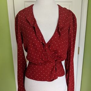 Red Polka Dot Reformation Top, Size XS